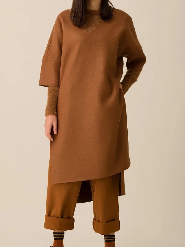 Round Neck Solid Color Knit Stitching Top Pants Two-piece Suit Formal Wide-Leg Pants Round Neck Solid Color Knit Stitching Top Pants Two-piece Suit Formal Wide-Leg Pants