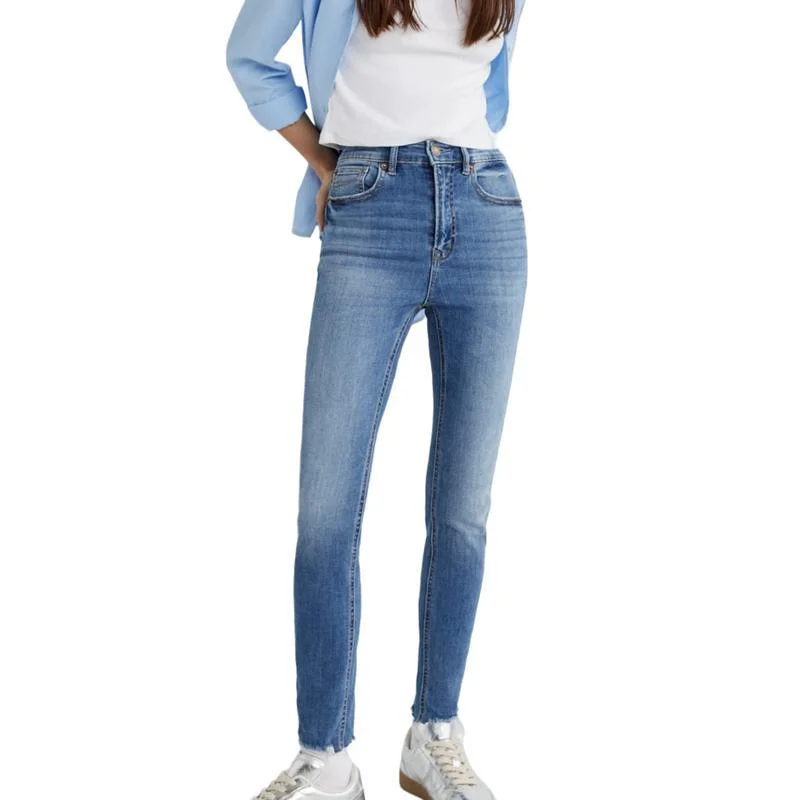 Ladies Mid Waist Push Up Skinny Denim Pants 022001S27 Relaxed Fit Trousers