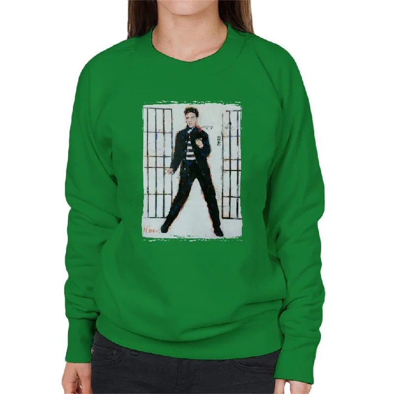 Sidney Maurer Original Portrait Of Elvis Presley Jailhouse Rock Women's Sweatshirt Hoodie with Applique Textured Unique Sidney Maurer Original Portrait Of Elvis Presley Jailhouse Rock Women's Sweatshirt Hoodie with Applique Textured Unique