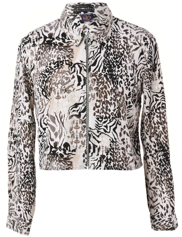 Label Zip Front Cropped Blouse Modern Oversized Blouse
