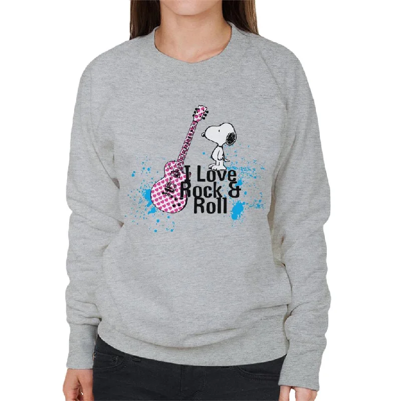Peanuts I love Rock & Roll Snoopy Women's Sweatshirt Hoodie with Zipper Placket Modern Functional Peanuts I love Rock & Roll Snoopy Women's Sweatshirt Hoodie with Zipper Placket Modern Functional