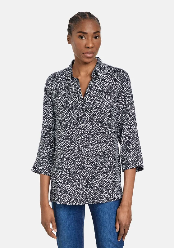 Gerry Weber Lightweight Minimal Print Blouse, Navy Slim Fit Blouse