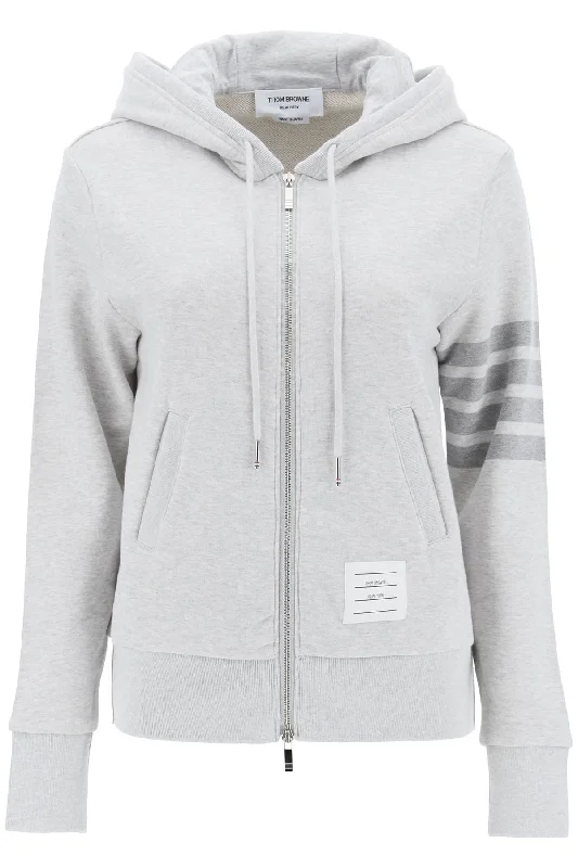 4-bar Hoodie With Zipper And  - Grey Hoodie with Cropped Fit Short Trendy