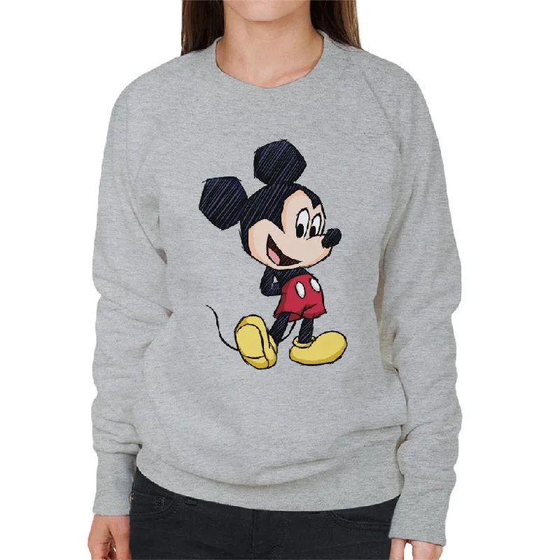 Disney Mickey Mouse Big Head Sketch Women's Sweatshirt Hoodie with Logo Branding Identity