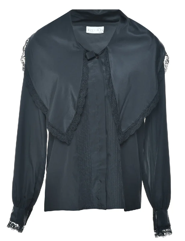 Lace Blouse with Oversized collar - L Slim Fit Blouse