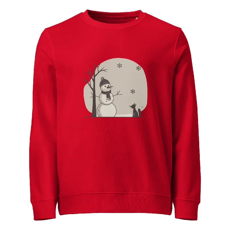 Snowman Graphics Women Organic Sweatshirt Hoodie with Ribbed Cuffs Snug Fit Comfort