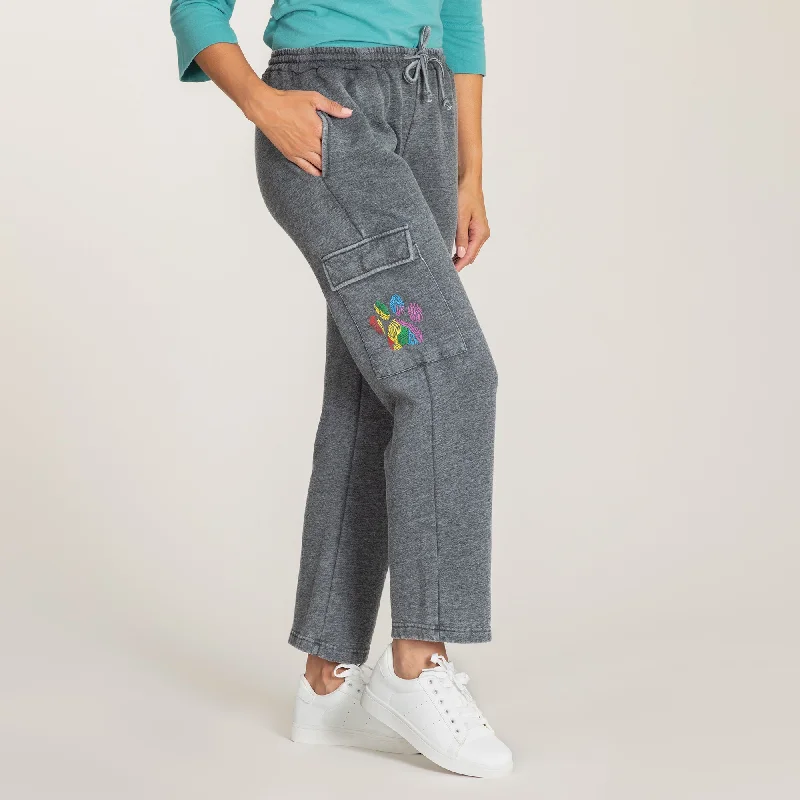Paw Print Burnout Cargo Pocket Pants Cozy Maternity Pants