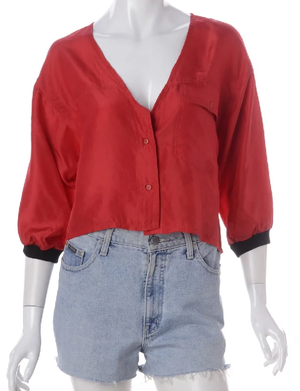 Label Rila Sporty V Neck Blouse Textured Cotton Blouse