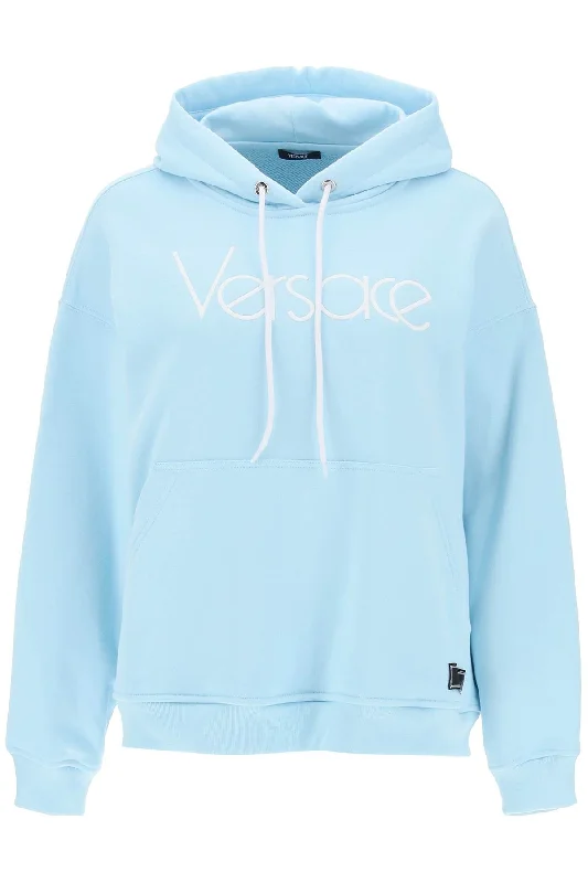 Hoodie With 1978 Re-edition Logo  - Light Blue Hoodie with Hem Patch Decorative Personalized
