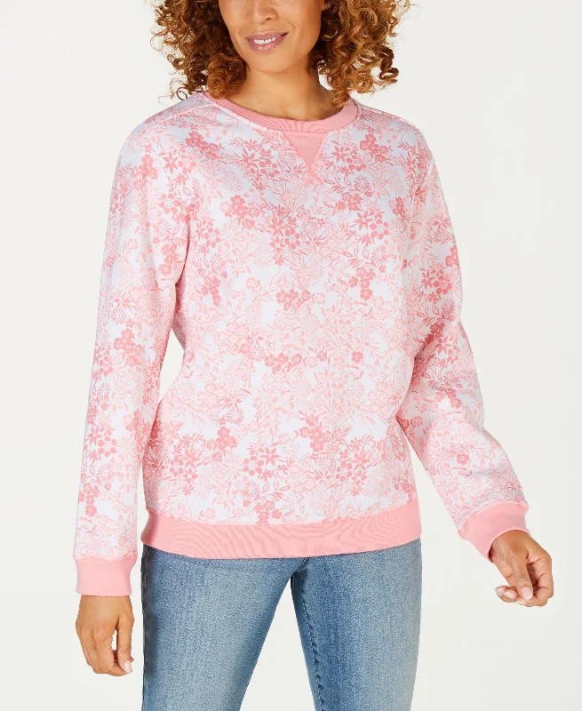 Karen Scott Petite Floral Print Sweatshirt Hoodie Sweatshirt Pullover