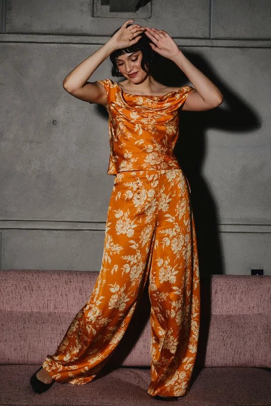 Barrel Floral Pants Casual Wide Pants