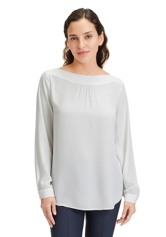 Betty Barclay Boat Neck Lightweight Blouse, White Everyday Stylish Blouse