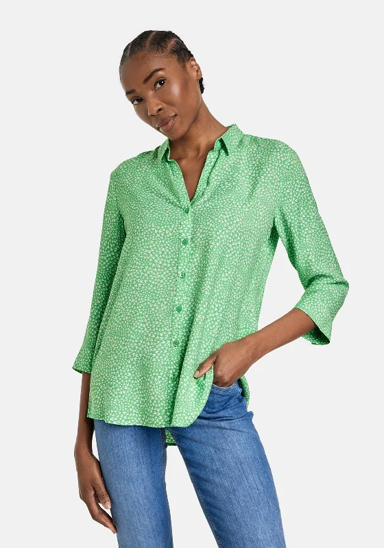 Gerry Weber Lightweight Minimal Print Blouse, Green Chic Off-Shoulder Blouse