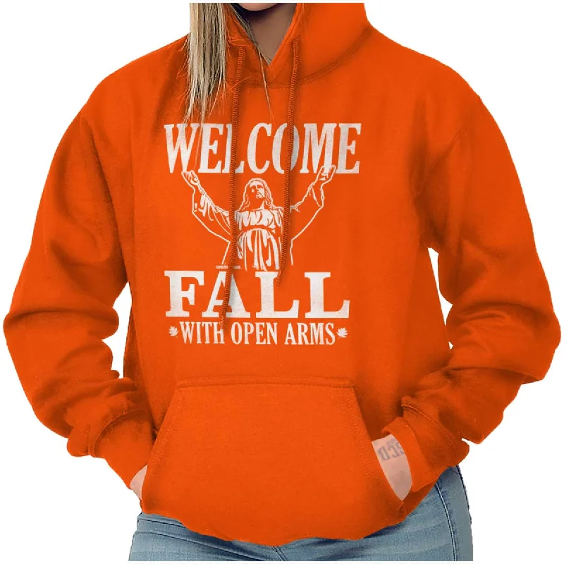 Welcome Fall Hoodie Hoodie with Side Slits Relaxed Casual