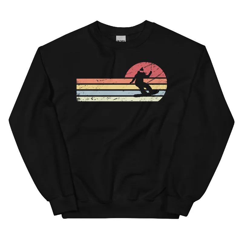 Sonne und Retro Linies - Frau Snowboarding - Sweatshirt (Unisex) Hoodie with Set-In Sleeves Structured Classic