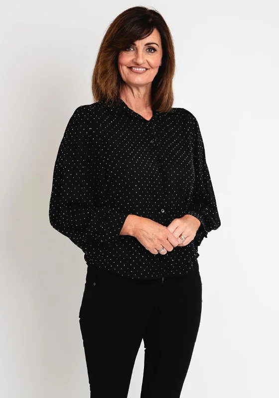 Serafina Collection Embellished Blouse, Black Office-Ready Blouse