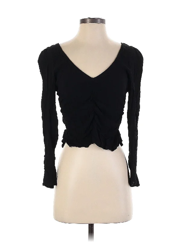 Long Sleeve Blouse Satin Drape Blouse