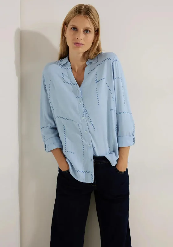 Cecil Part Print Blouse, Light Blue Embroidered Floral Blouse