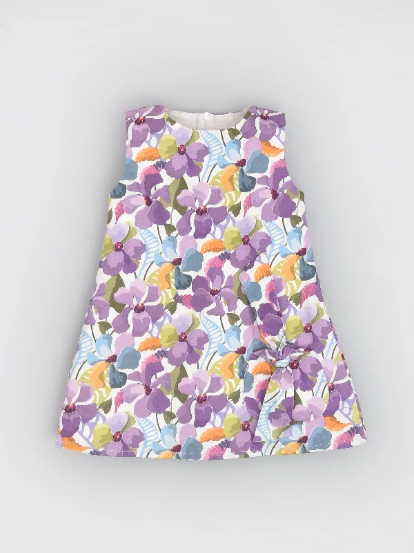 Purple Print Floral Shift Dress