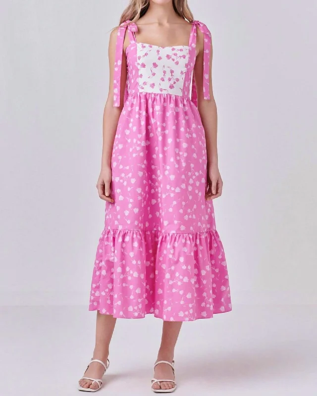 Blush And Bashful Dress in Pink/White | Pink/White