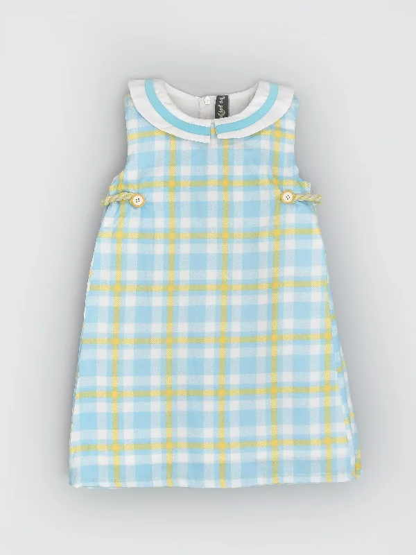 Blue Yellow Checks Dress