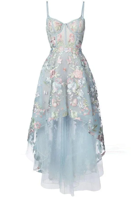 Spaghetti Straps Sweetheart Asymmetrical Prom Dress c2985