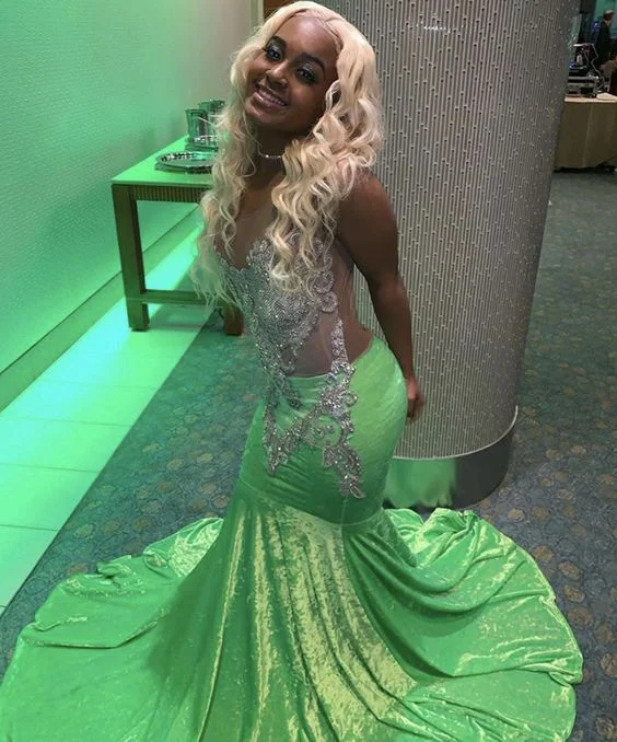 Meramid Sleeveless Prom Dress ,Unique Prom Dress C2097