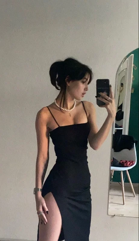 Sexy black prom dress spaghetti straps tight prom dress  c2532