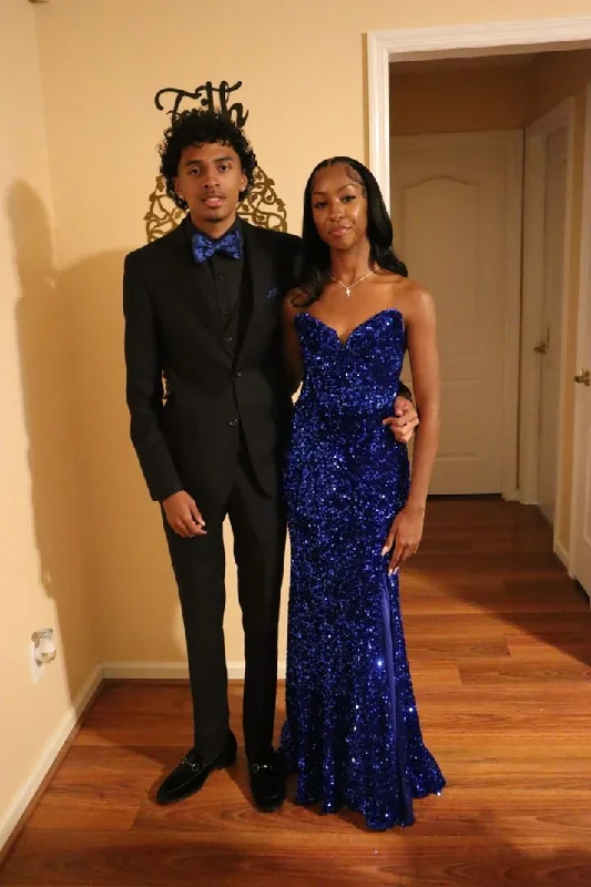 Shiny Royal Blue Sequins Mermaid Party Prom Dress cc2302