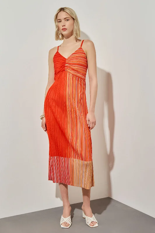 Modern Fit Midi Slip Dress - Fine Pleat Crepe de Chine