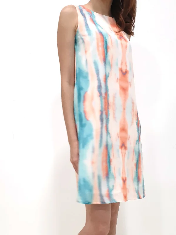 Tie Dye Trapeze Dress - Orange