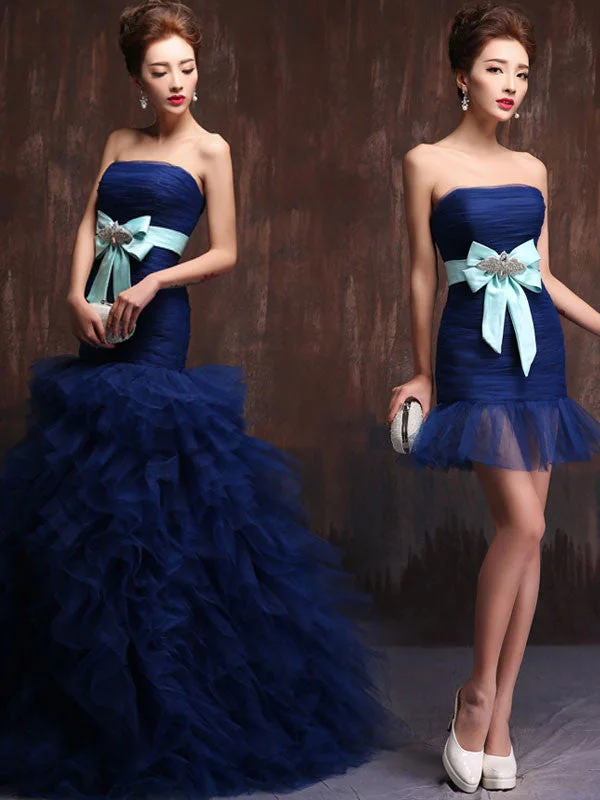 Strapless Dark Blue 2 piece Convertible Evening Dress Ball Gown and Cocktail Dress in One X007