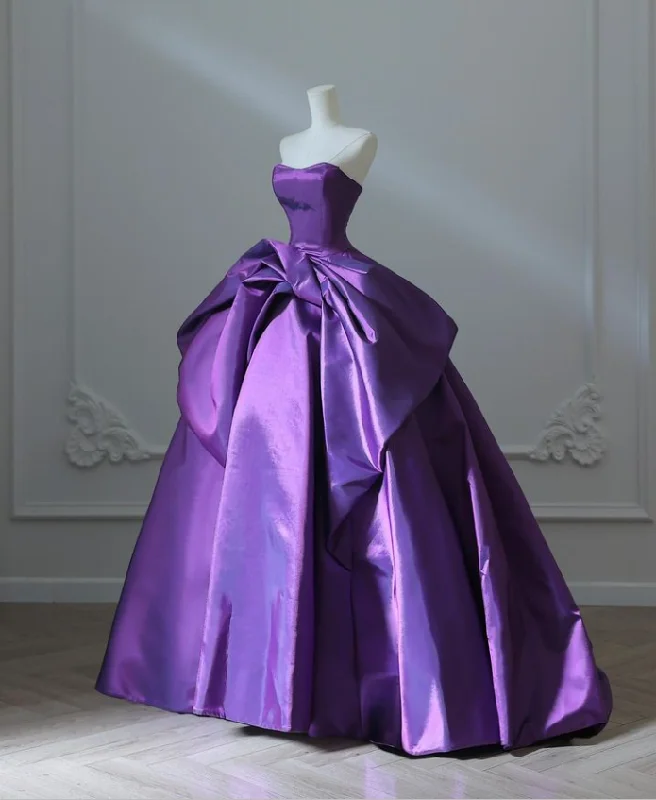 Gorgeous Satin Bow Ball Gown Purple Birthday Quinceanera Dress cc2331
