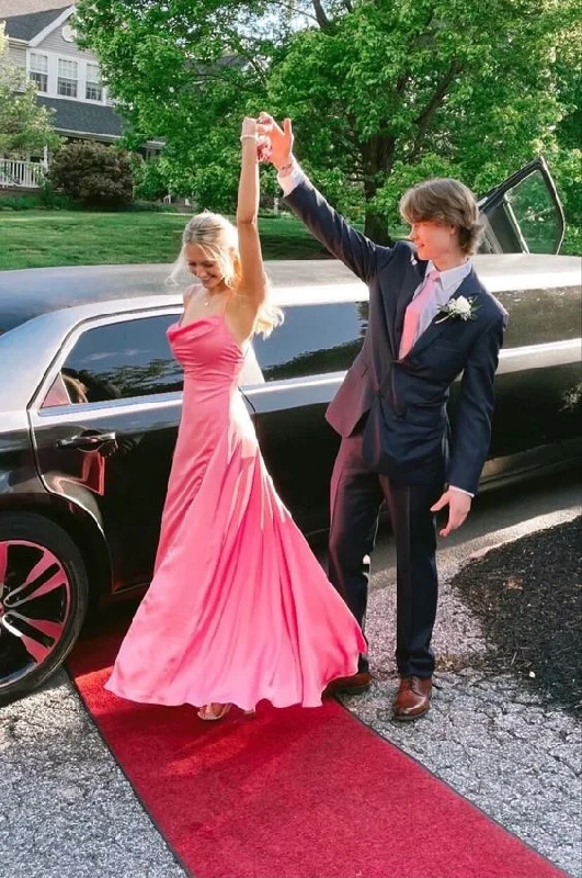 Simple Pink Long Prom Dress Formal Dress cc129