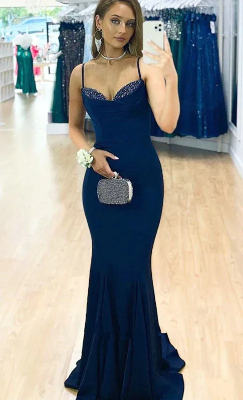Fashion Tight Navy Blue Prom Dress  cc340