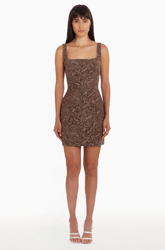 Augustine Dress - Brown Paisley