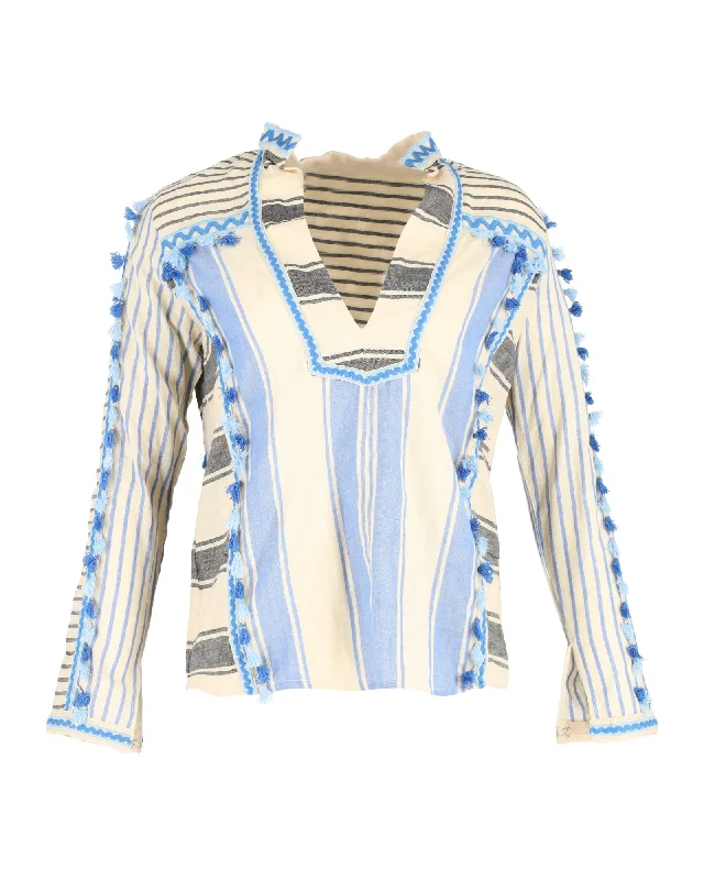 Dodo Bar Or Striped Blouse in Multicolor Cotton Business Casual Blouse