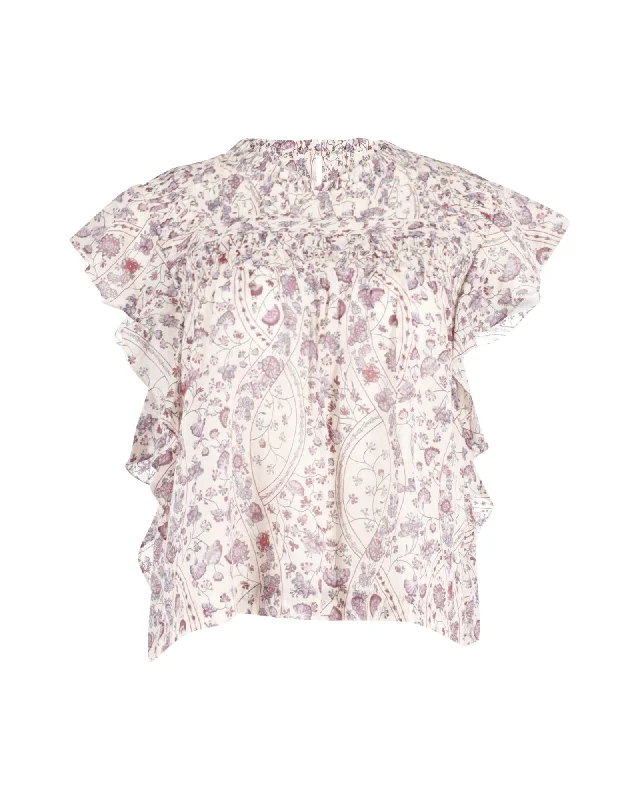 Isabel Marant Etoile Layona Floral Print Blouse in Multicolor Cotton Bell Sleeve Blouse Isabel Marant Etoile Layona Floral Print Blouse in Multicolor Cotton Bell Sleeve Blouse