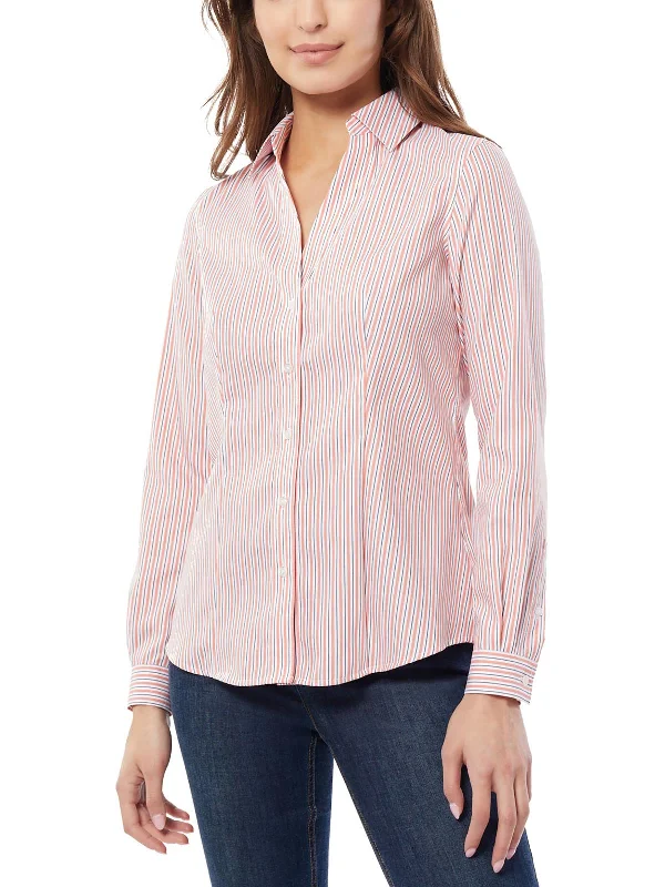 Womens Cotton Striped Blouse Casual Relaxed Fit Blouse