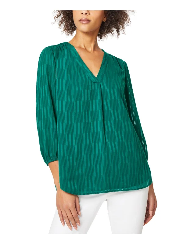Womens Textured Striped Blouse Business Casual Blouse