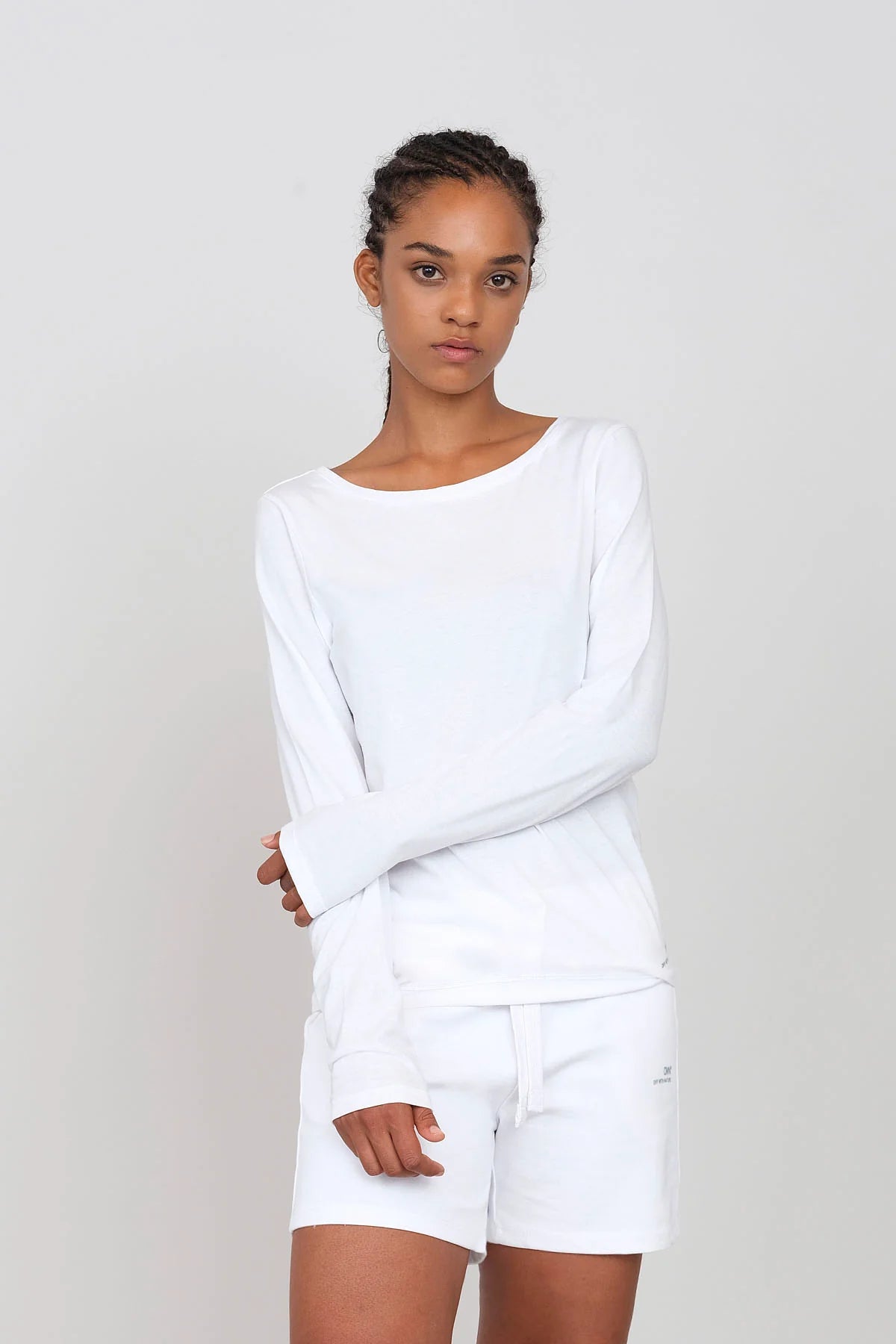 Women's Long Sleeve T-Shirt White Nylon Fabric Polyester Fabric Spandex Fabric
