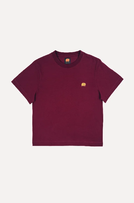 Women's Organic Essential T-Shirt Burgundy Boxy Fit Fitted Loose