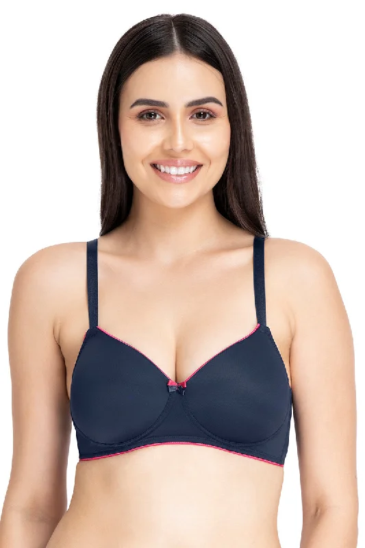 Casual Chic Solid Padded Non-Wired T-Shirt Bra - Midnight-Red Obsession Satin Blend Silk Blend Wool Blend Casual Chic Solid Padded Non-Wired T-Shirt Bra - Midnight-Red Obsession Satin Blend Silk Blend Wool Blend