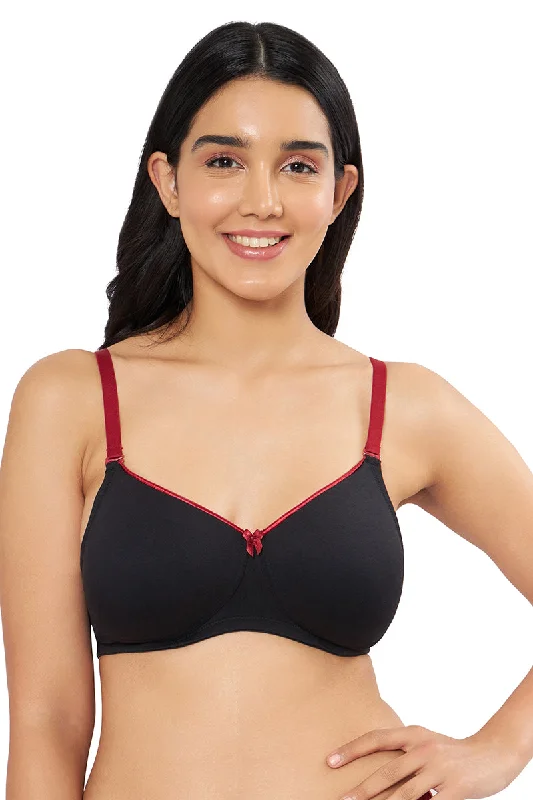 Comfort Dream Padded Non-wired T-shirt Bra - Black & Henna Jersey Fabric Tulle Fabric Batik Fabric