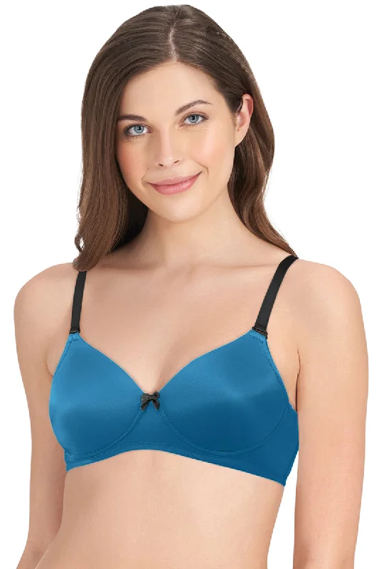Smooth Dreams Padded Non-wired T-shirt Bra - Mykonos Blue Cotton Fabric Linen Fabric Terry Fabric