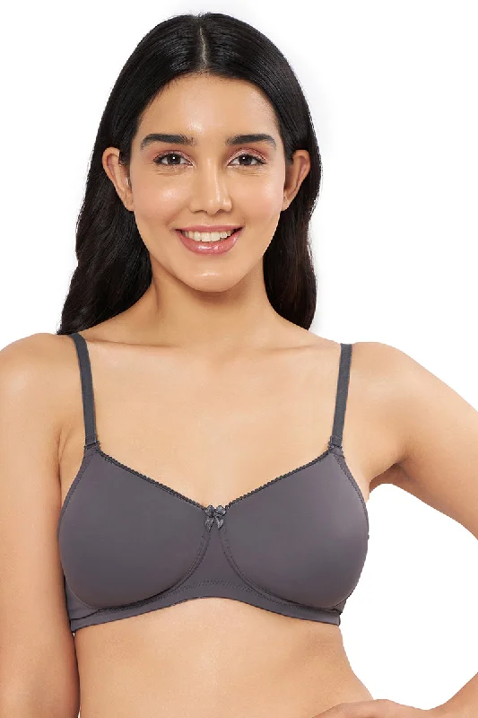 Smooth Elegance Padded Non-wired T-shirt Bra - Gray Pinstripe Print Jacquard Patchwork Smooth Elegance Padded Non-wired T-shirt Bra - Gray Pinstripe Print Jacquard Patchwork