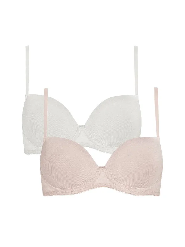Sophia 2 Pack Teen WirefreeT-Shirt Bra Cream & Blush- 8026 Collared Crew Neck Turtle Neck Sophia 2 Pack Teen WirefreeT-Shirt Bra Cream & Blush- 8026 Collared Crew Neck Turtle Neck