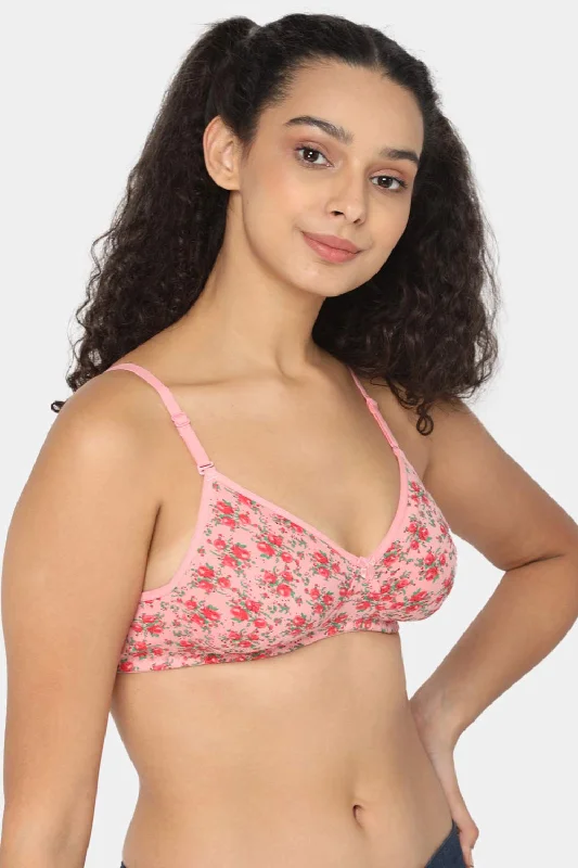 Intimacy Printed T-Shirt Bra with Medium Coverage Non-Wired Non-Padded - ES06 Notch Collar Peter Pan Collar Cowl Neck Intimacy Printed T-Shirt Bra with Medium Coverage Non-Wired Non-Padded - ES06 Notch Collar Peter Pan Collar Cowl Neck