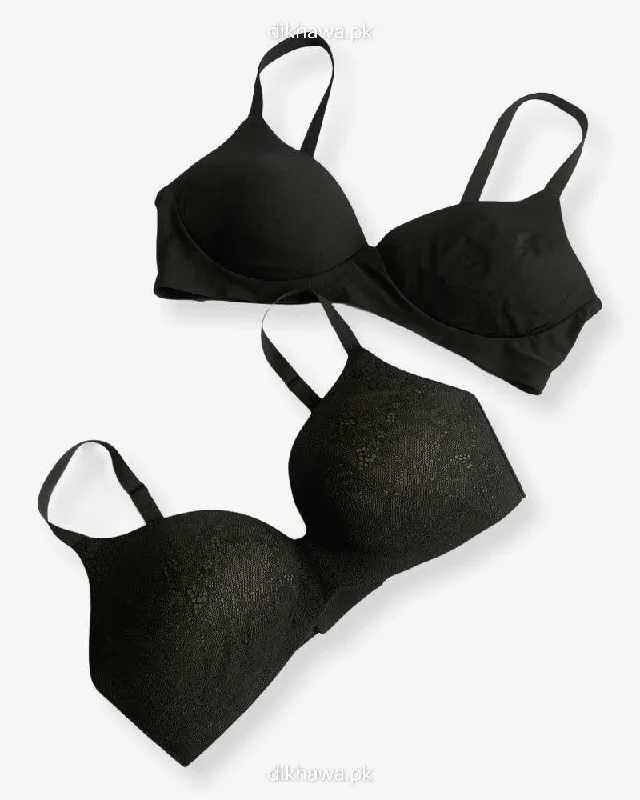 T-Shirt Bra - Soft Padded Imported Stocklot Branded Pushup Bra - Non Wired Bra -Single Padded Bra - Pack of 2 Striped Floral Plaid T-Shirt Bra - Soft Padded Imported Stocklot Branded Pushup Bra - Non Wired Bra -Single Padded Bra - Pack of 2 Striped Floral Plaid