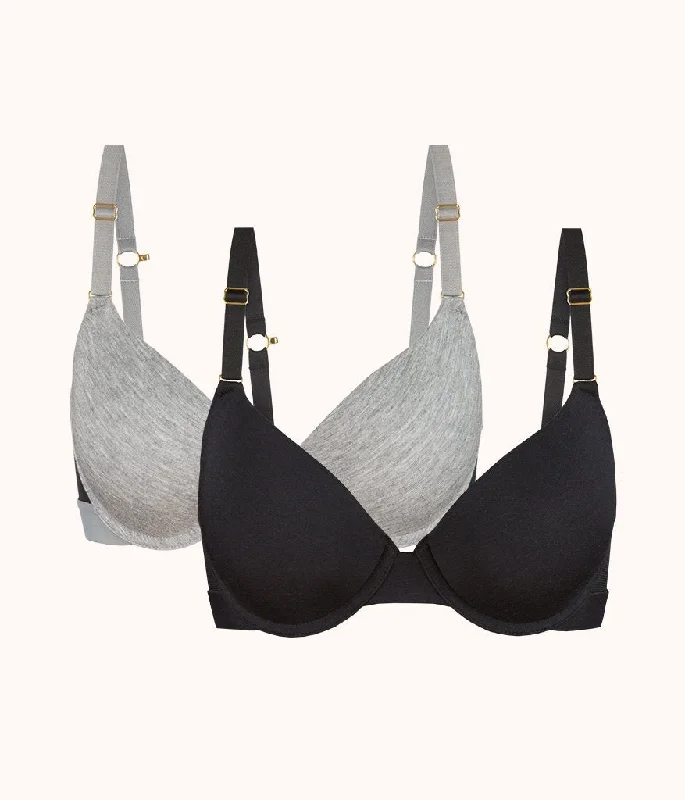 The All-Day T-Shirt Bra Bundle: Jet Black/Heather Gray Plaid T-Shirt Polka Dot Checkered The All-Day T-Shirt Bra Bundle: Jet Black/Heather Gray Plaid T-Shirt Polka Dot Checkered